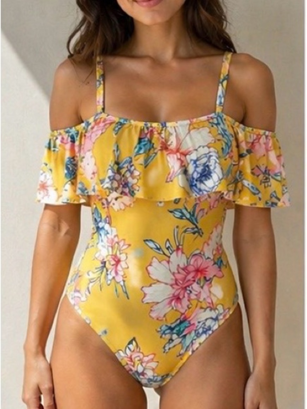VENUS Yellow and Blue Floral One-Piece